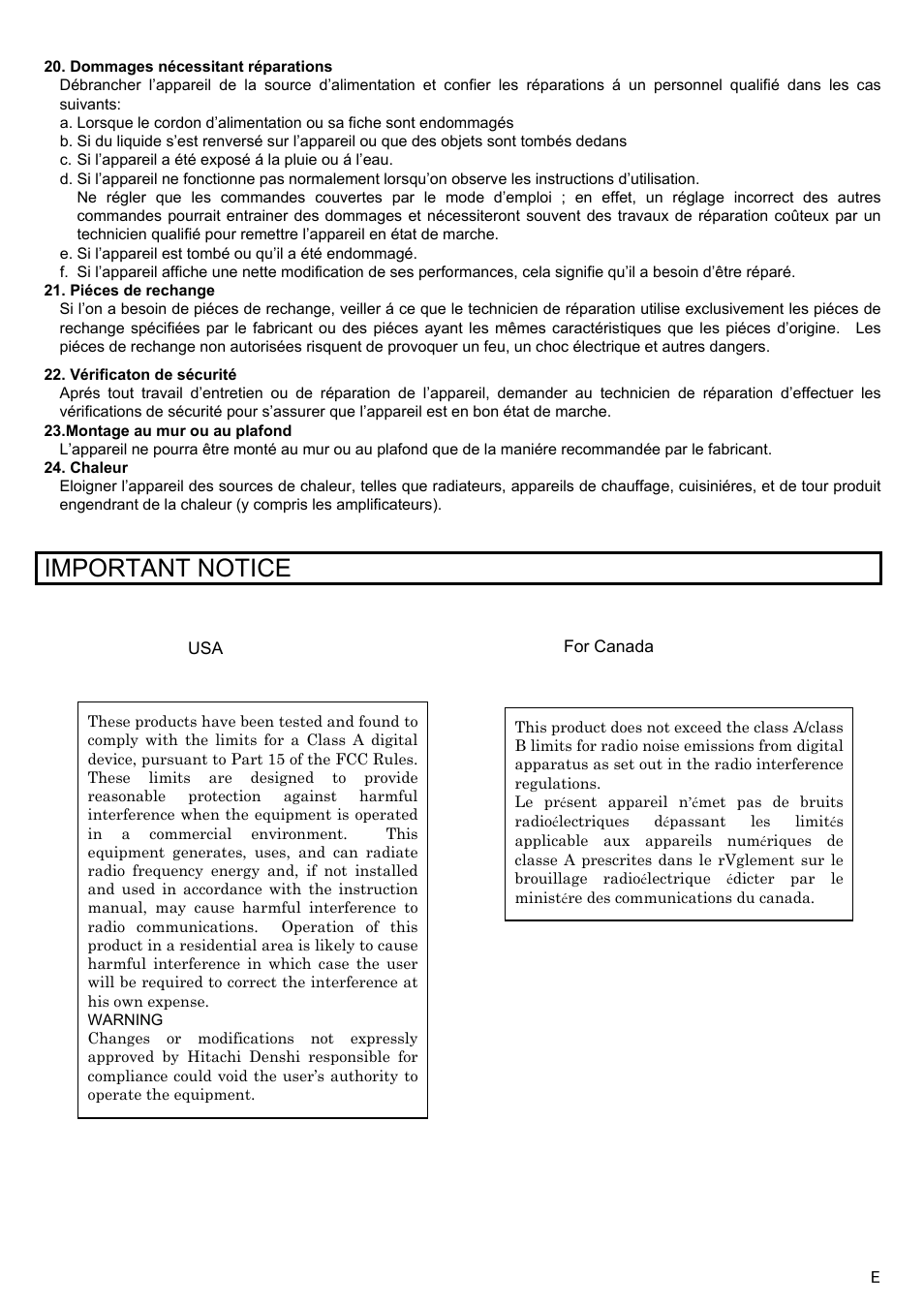 Important notice | Hitachi KP-FD140F User Manual | Page 7 / 29