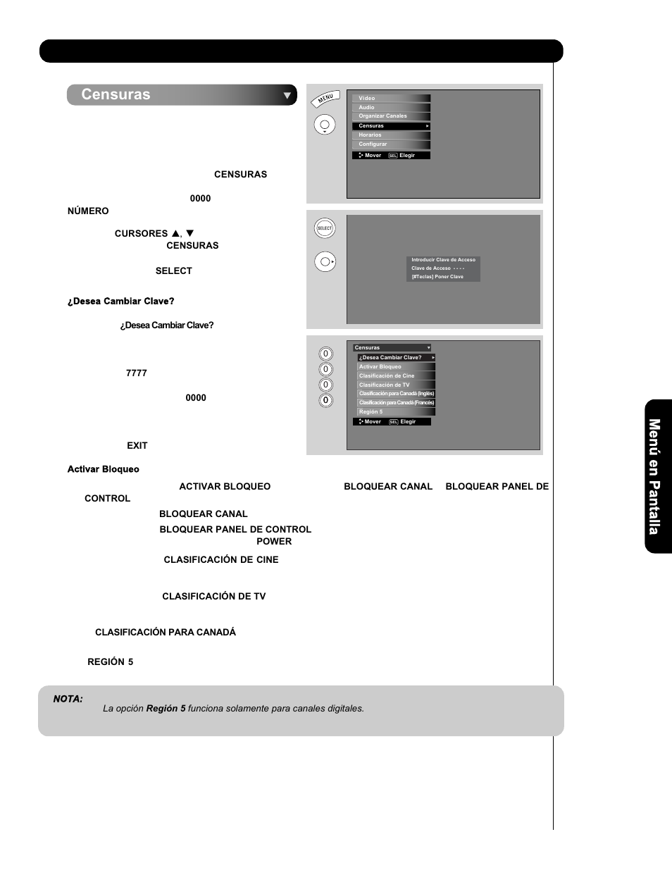 Censuras | Hitachi L47V651 User Manual | Page 115 / 150