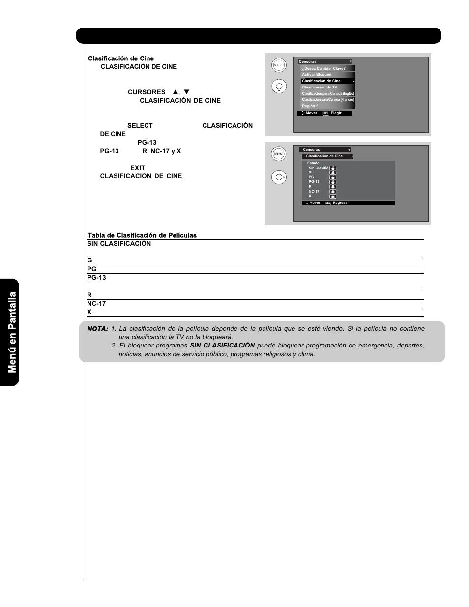 Censuras | Hitachi L47V651 User Manual | Page 116 / 150