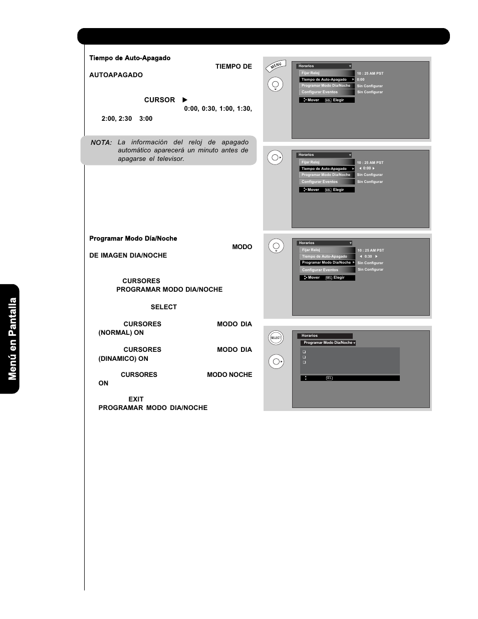 Horarios | Hitachi L47V651 User Manual | Page 122 / 150