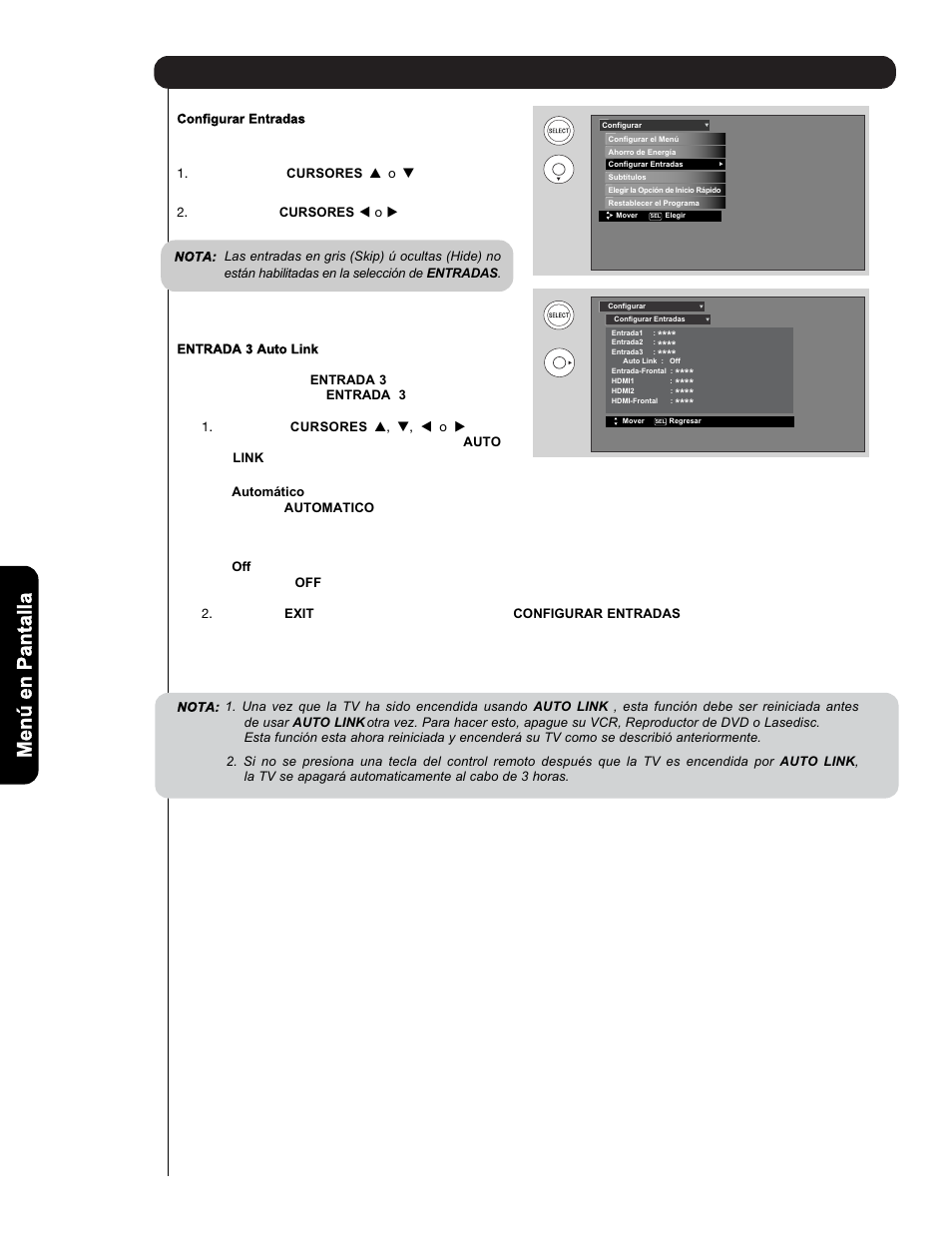 Configurar, Menú en pantalla | Hitachi L47V651 User Manual | Page 126 / 150