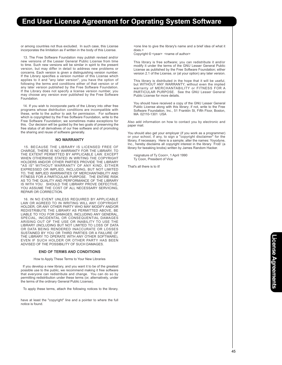 License agreements | Hitachi L47V651 User Manual | Page 145 / 150