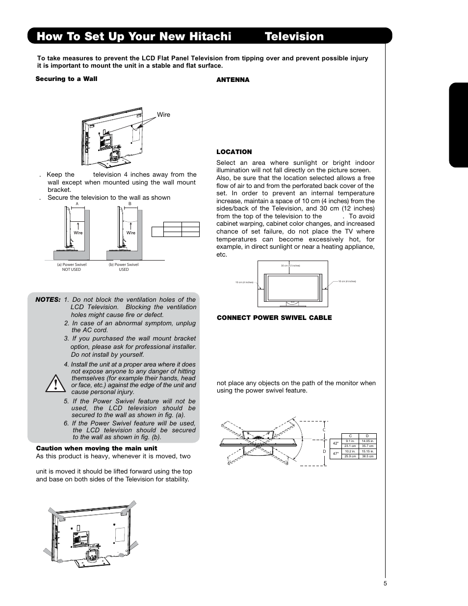 How to set up your new hitachi lcd television | Hitachi L47V651 User Manual | Page 5 / 150