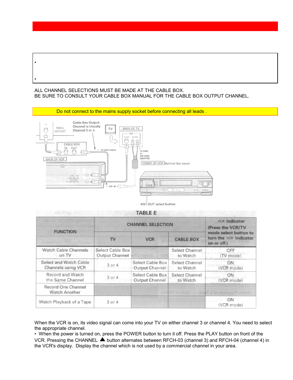 Basic cable hookup -with cable box [e, With this hookup | Hitachi VTUX6430A User Manual | Page 21 / 77