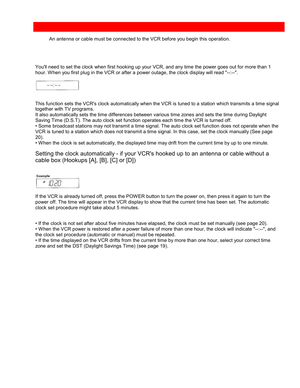 Setting the clock - automatic mode, Tips | Hitachi VTUX6430A User Manual | Page 25 / 77