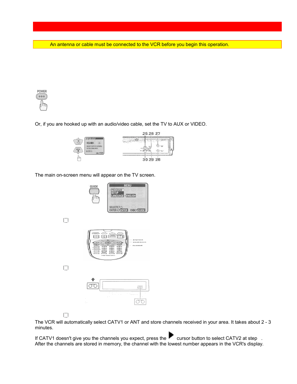 Pre-tuning the vcr tuner | Hitachi VTUX6430A User Manual | Page 31 / 77