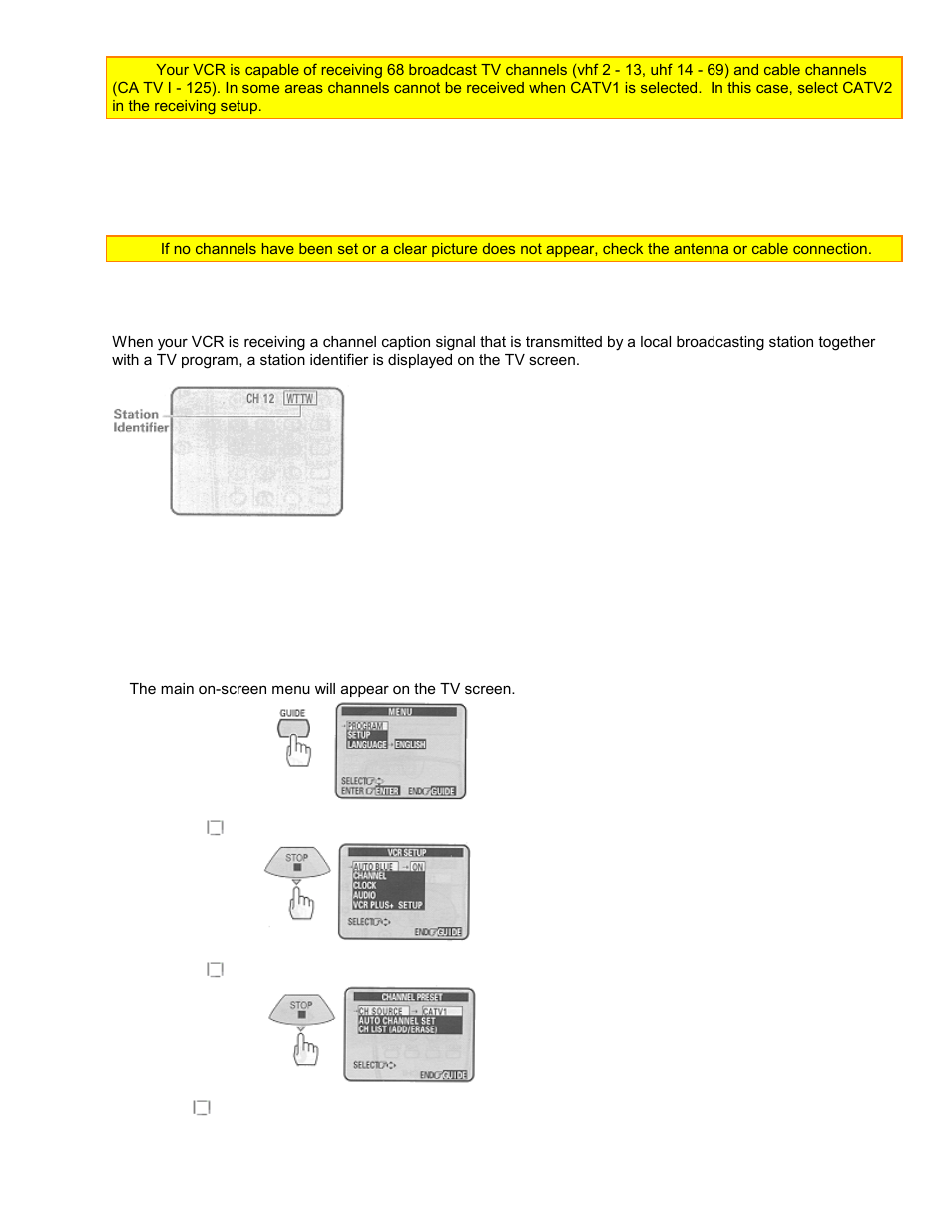 When automatic presetting of channels are finished, Channel caption (station identifier) | Hitachi VTUX6430A User Manual | Page 32 / 77