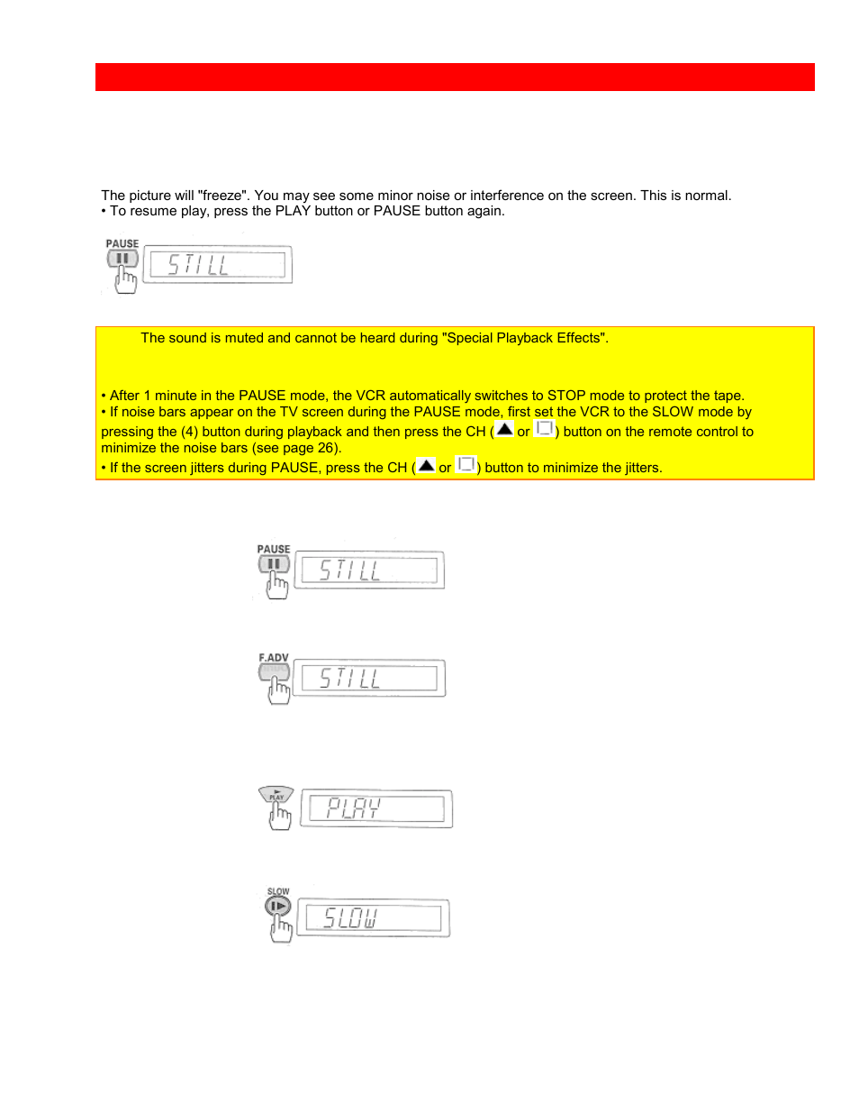Special playback effects, Variable speed playback | Hitachi VTUX6430A User Manual | Page 39 / 77