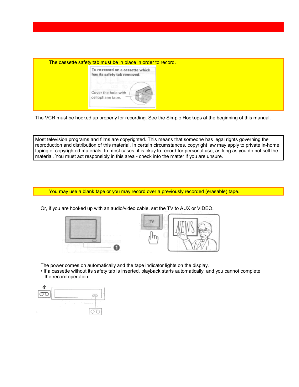 Recording a program, Before you record basic recording steps, Before you record | Basic recording steps | Hitachi VTUX6430A User Manual | Page 49 / 77