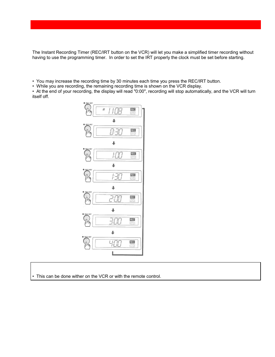 Instant recording timer, Using the instant recording timer (irt) | Hitachi VTUX6430A User Manual | Page 54 / 77