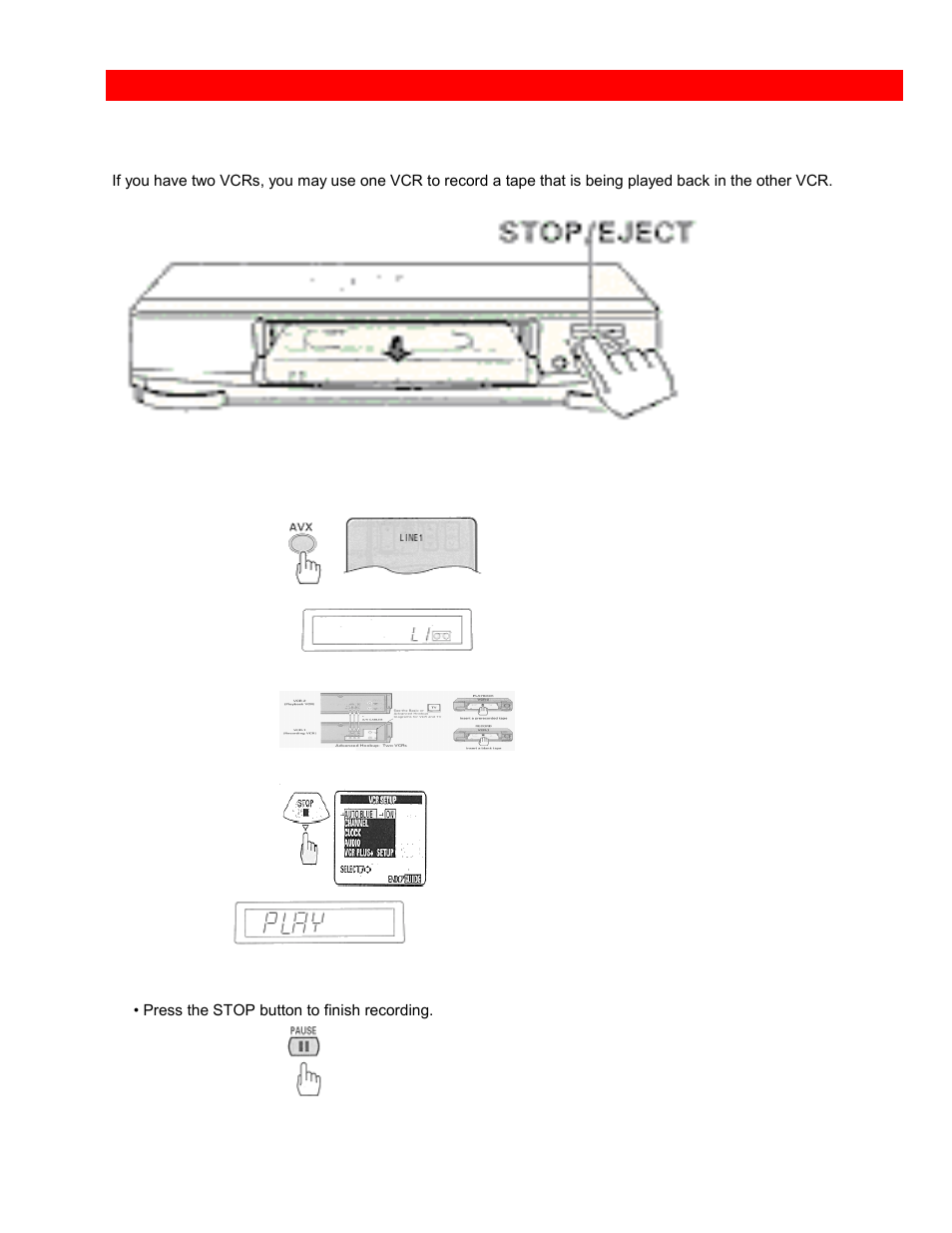 Copying from one vcr to another vcr (dubbing), Hookup to copy from one vcr to another vcr, Hookup | Hitachi VTUX6430A User Manual | Page 74 / 77