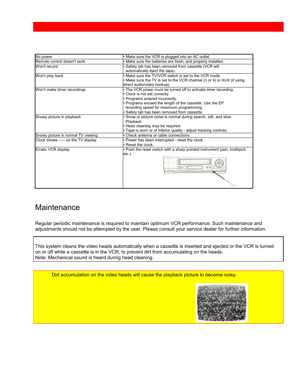 Problem guide / maintenance, Problem guide maintenance, Problem guide | Maintenance | Hitachi VTUX6430A User Manual | Page 75 / 77