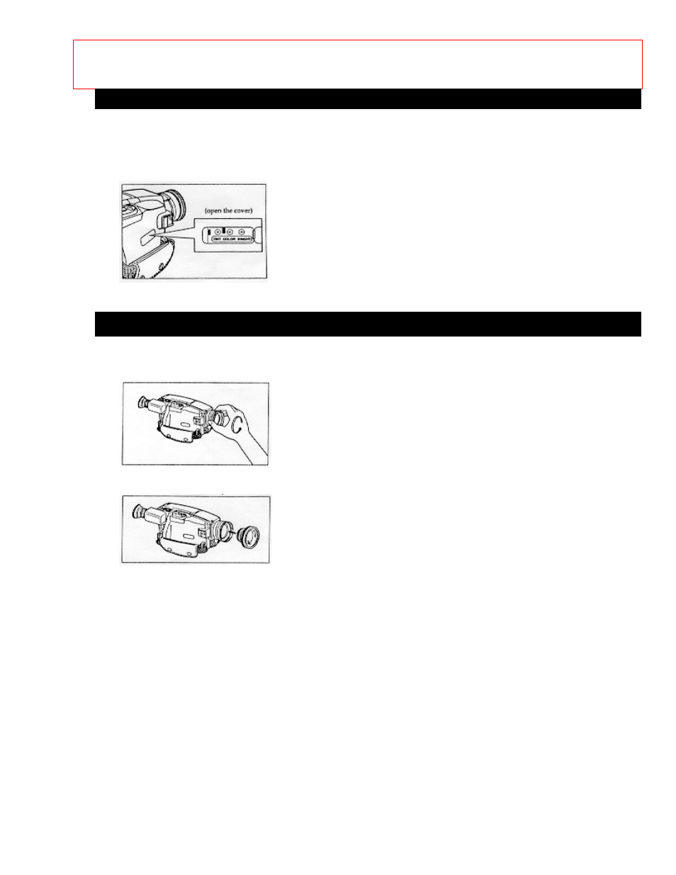 Viewfinder bright, color and tint control, Attaching the optional wide or tele converter lens | Hitachi VM-E56A User Manual | Page 20 / 64