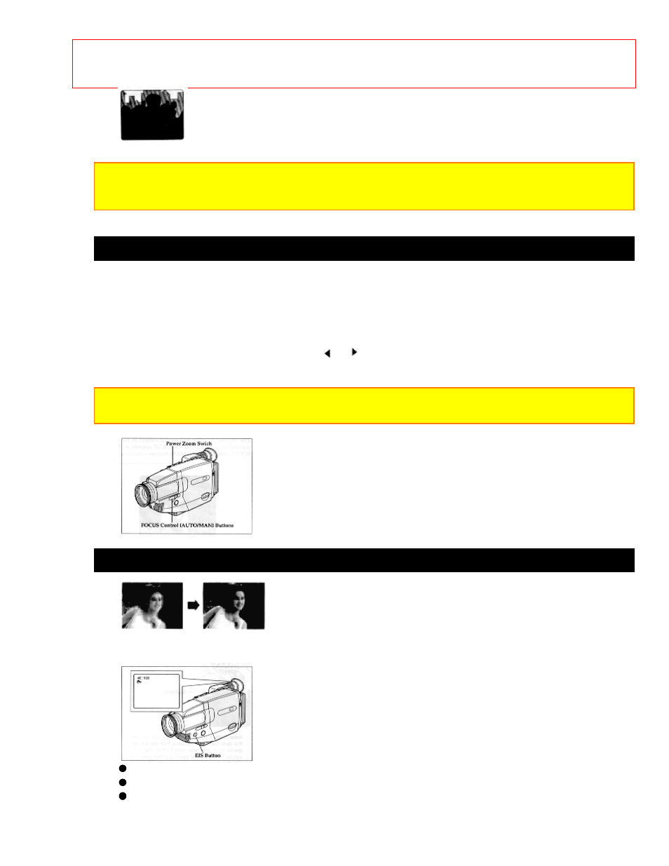 Using manual focus | Hitachi VM-E56A User Manual | Page 42 / 64