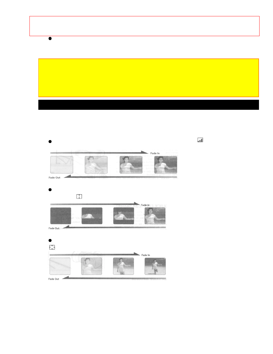 Using fade, Fading in, Fading out | Hitachi VM-E56A User Manual | Page 43 / 64