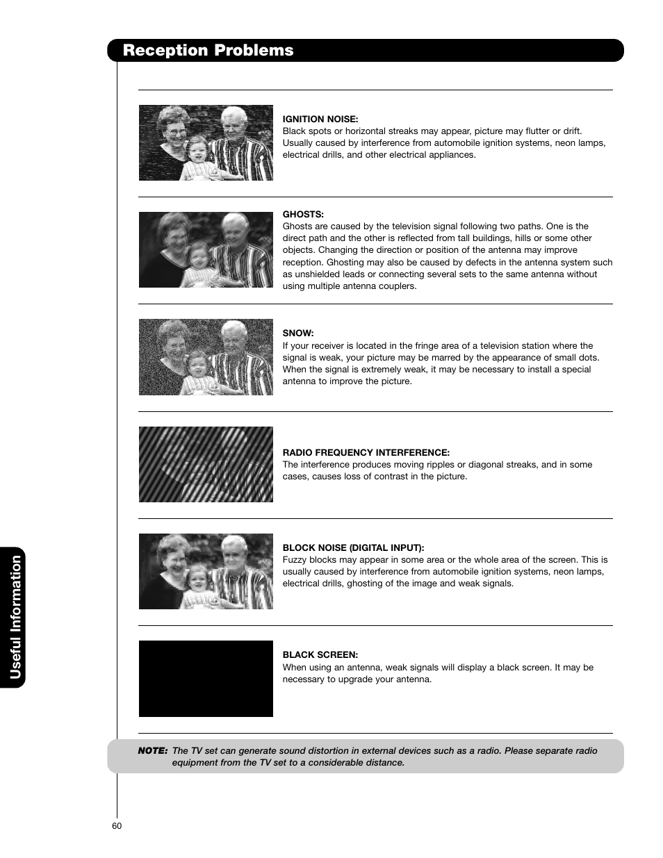 Reception problems, Useful information | Hitachi 55VF820 User Manual | Page 60 / 72