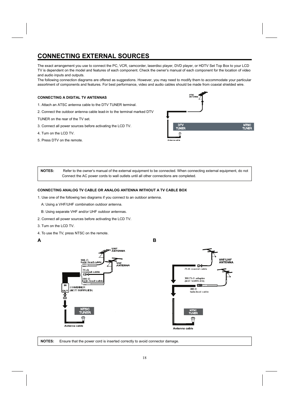 Connecting external sources | Hitachi 32HDL52A User Manual | Page 19 / 53