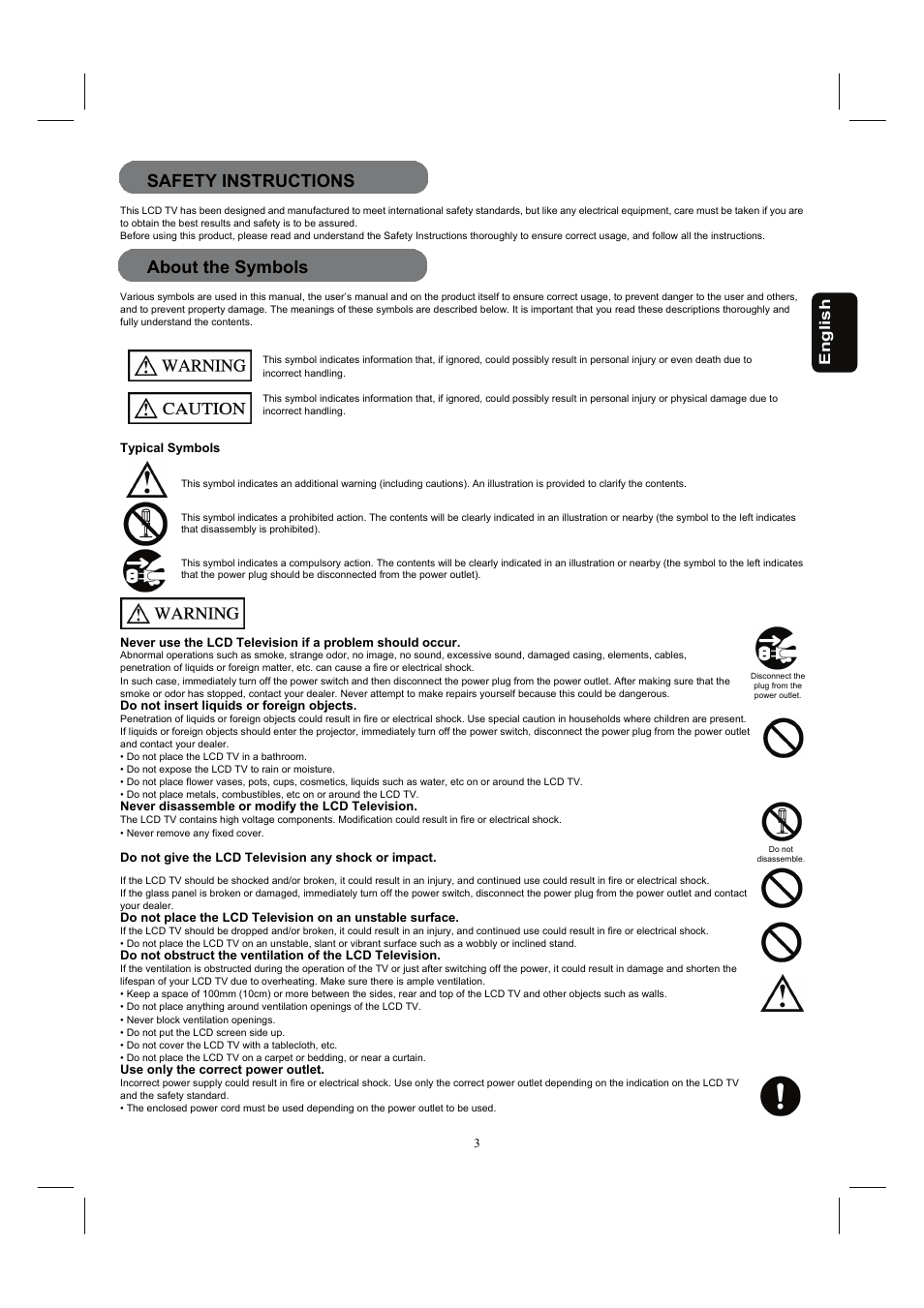 Safety instructions, About the symbols | Hitachi 32HDL52A User Manual | Page 4 / 53