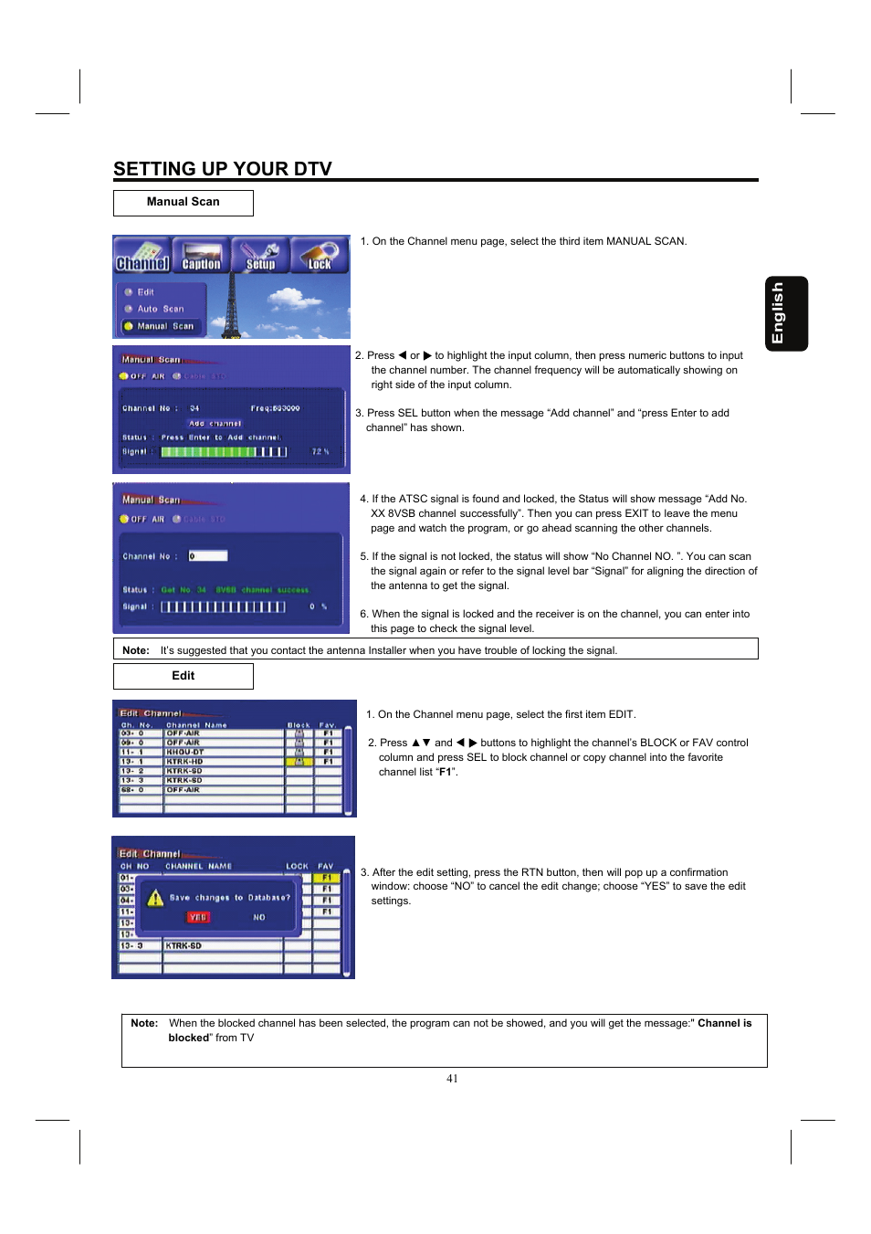Setting up your dtv | Hitachi 32HDL52A User Manual | Page 42 / 53