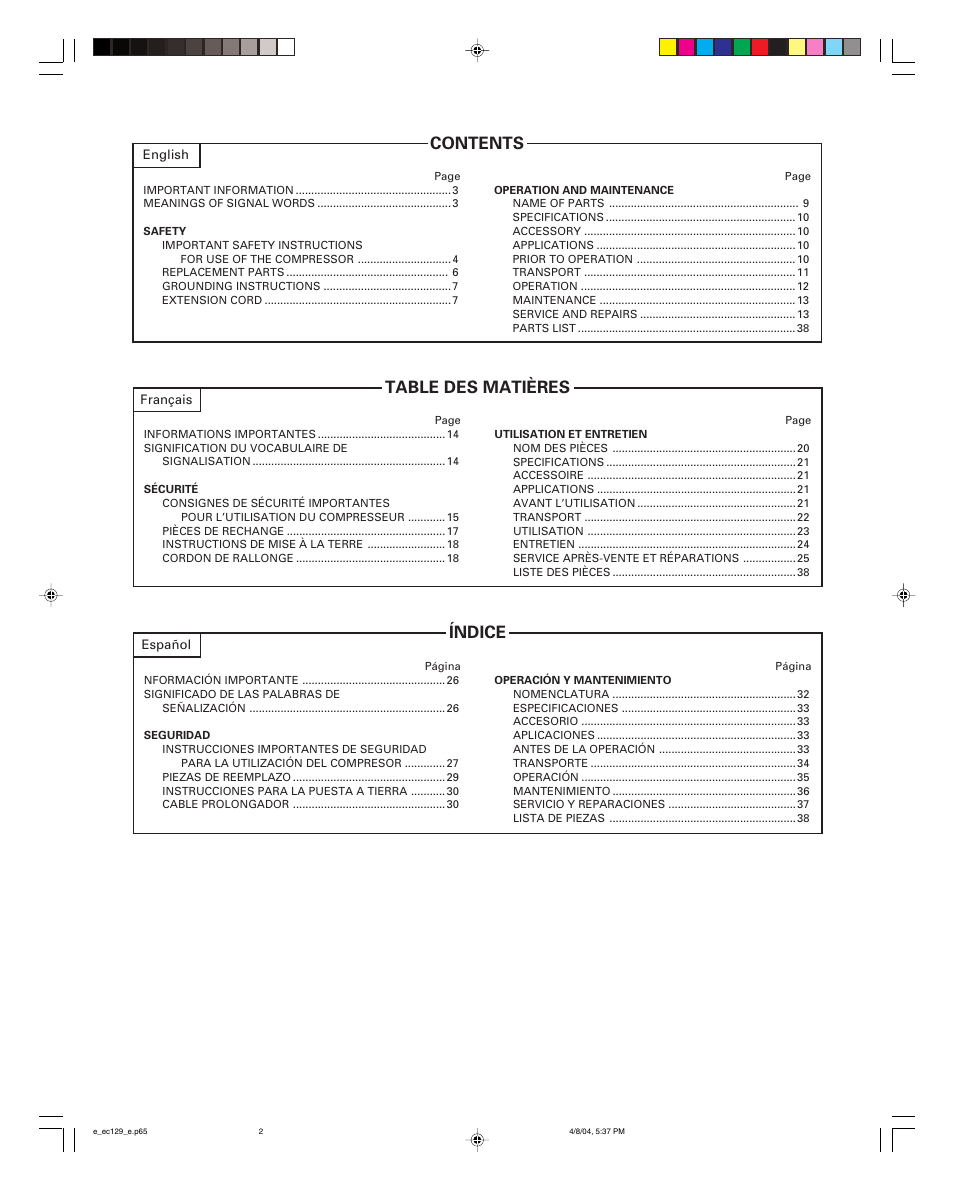Hitachi EC 129 User Manual | Page 2 / 38