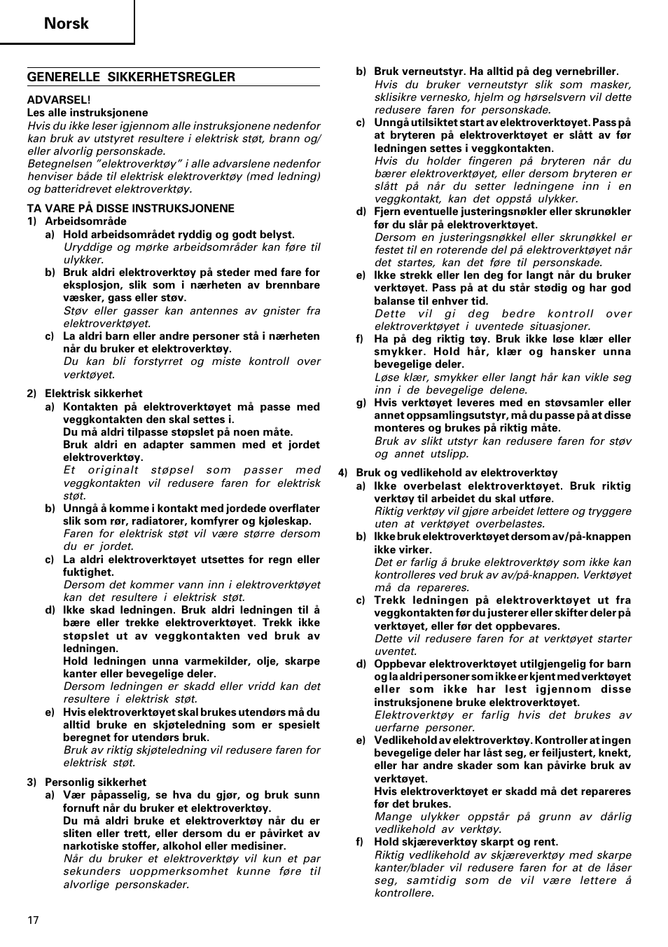 Norsk | Hitachi DH 40MR User Manual | Page 18 / 42