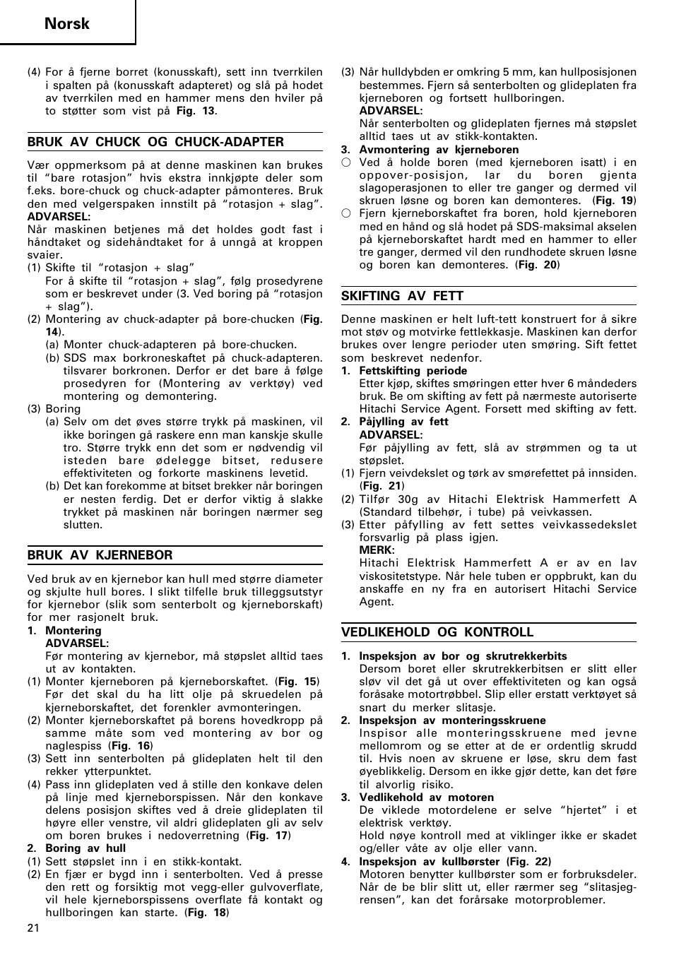 Norsk | Hitachi DH 40MR User Manual | Page 22 / 42