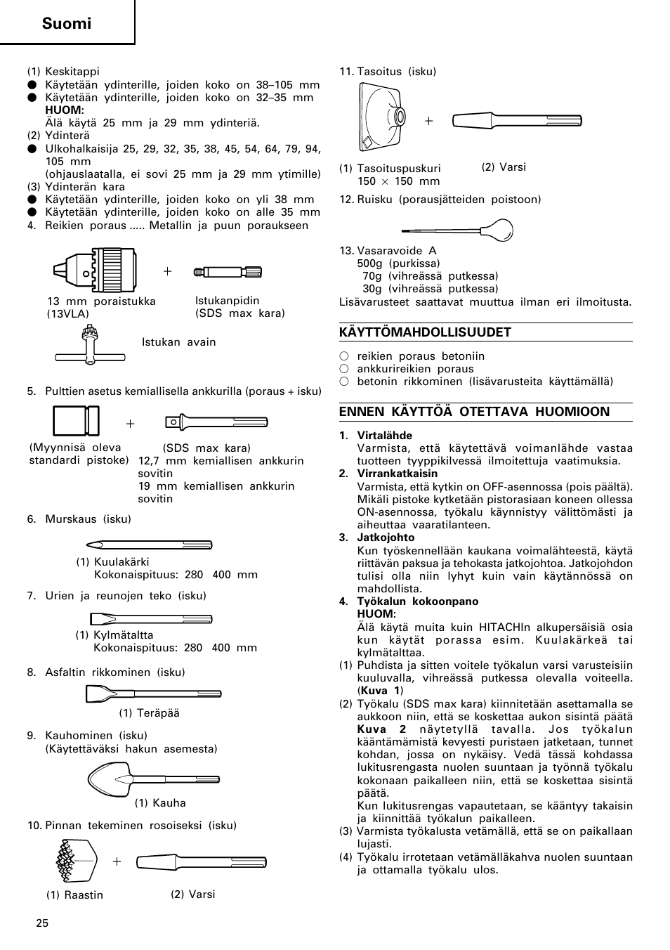 Suomi | Hitachi DH 40MR User Manual | Page 26 / 42