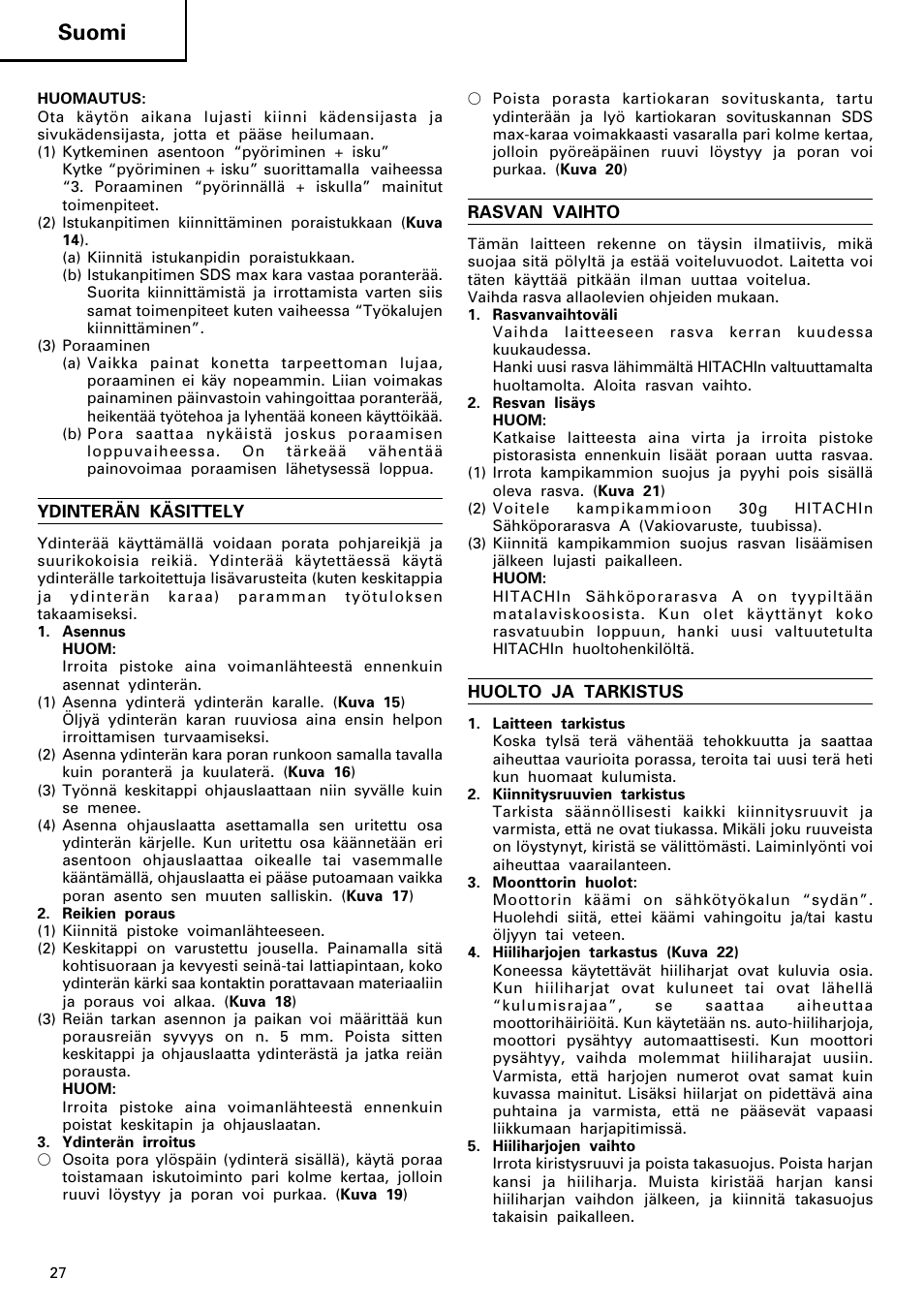 Suomi | Hitachi DH 40MR User Manual | Page 28 / 42