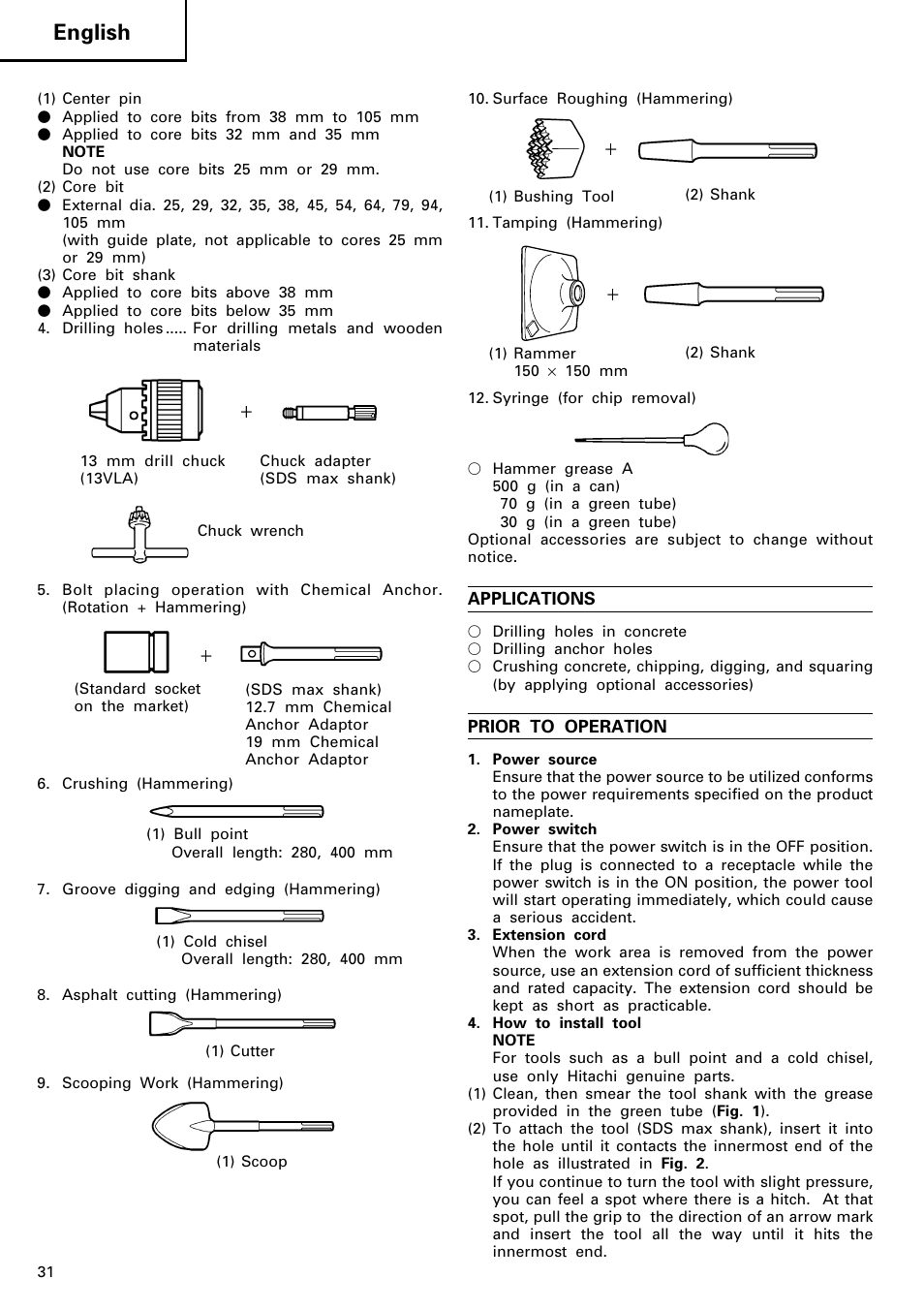 English | Hitachi DH 40MR User Manual | Page 32 / 42