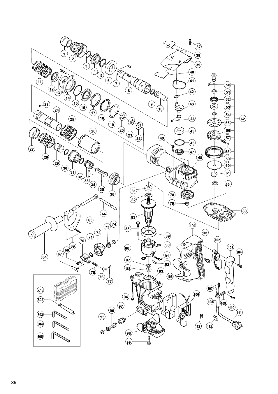 Back | Hitachi DH 40MR User Manual | Page 36 / 42