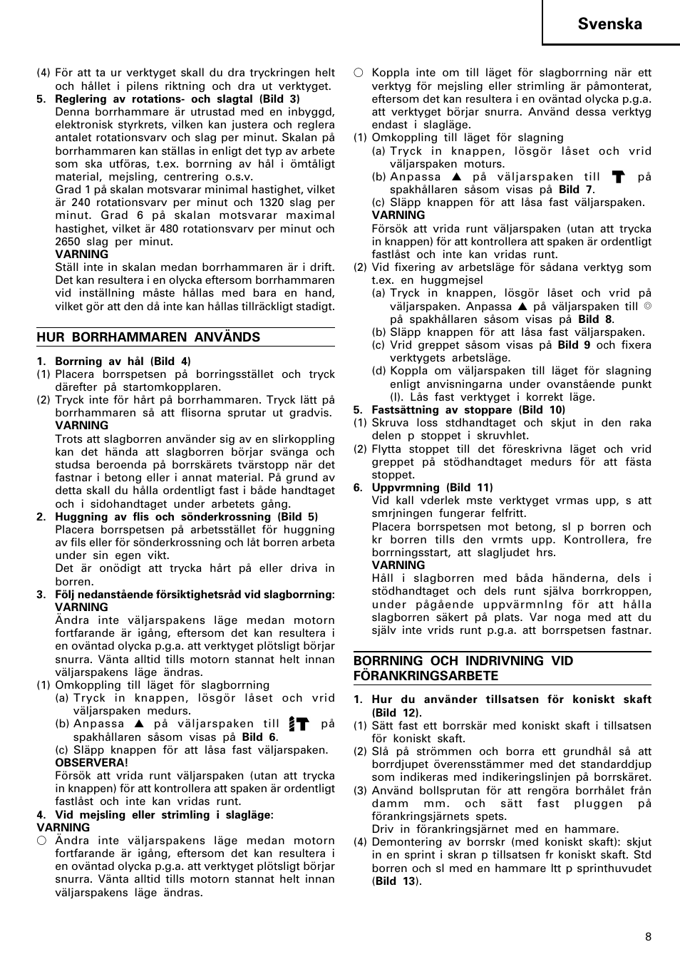 Svenska | Hitachi DH 40MR User Manual | Page 9 / 42