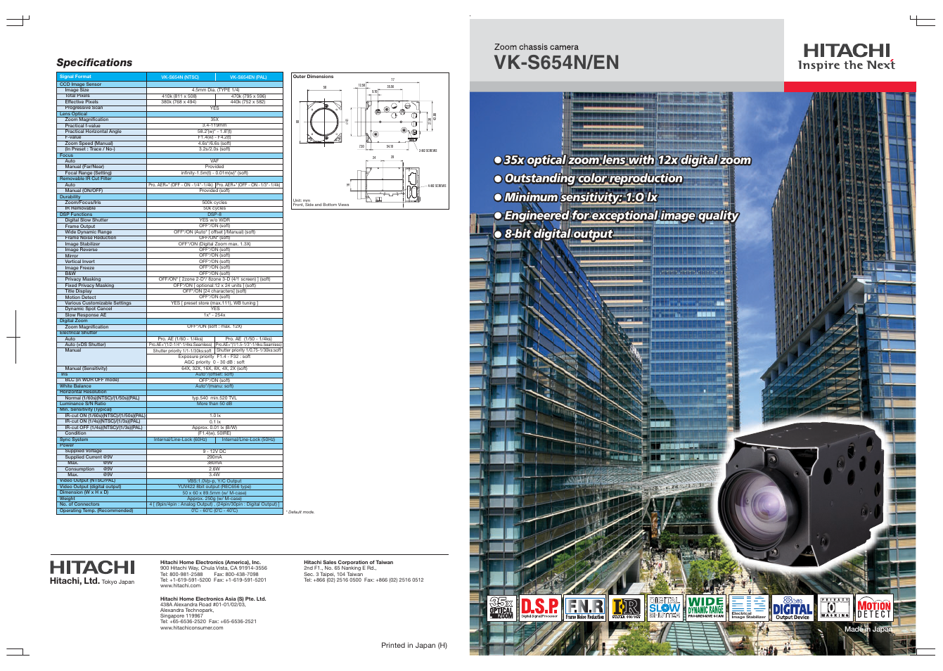 Hitachi VK-S654EN User Manual | 2 pages