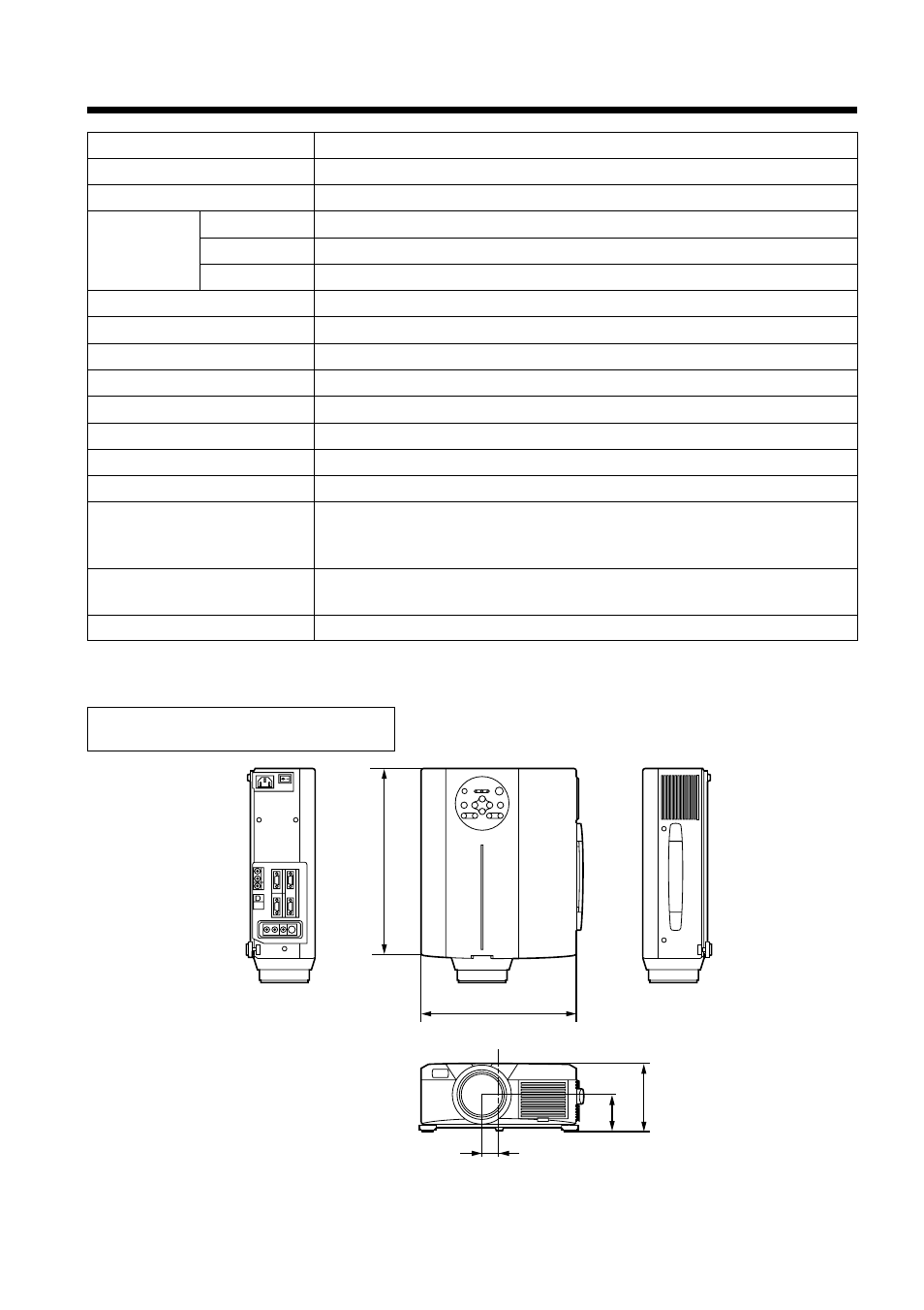 Specifications, Dimensional diagram | Hitachi CP-S860E User Manual | Page 34 / 35