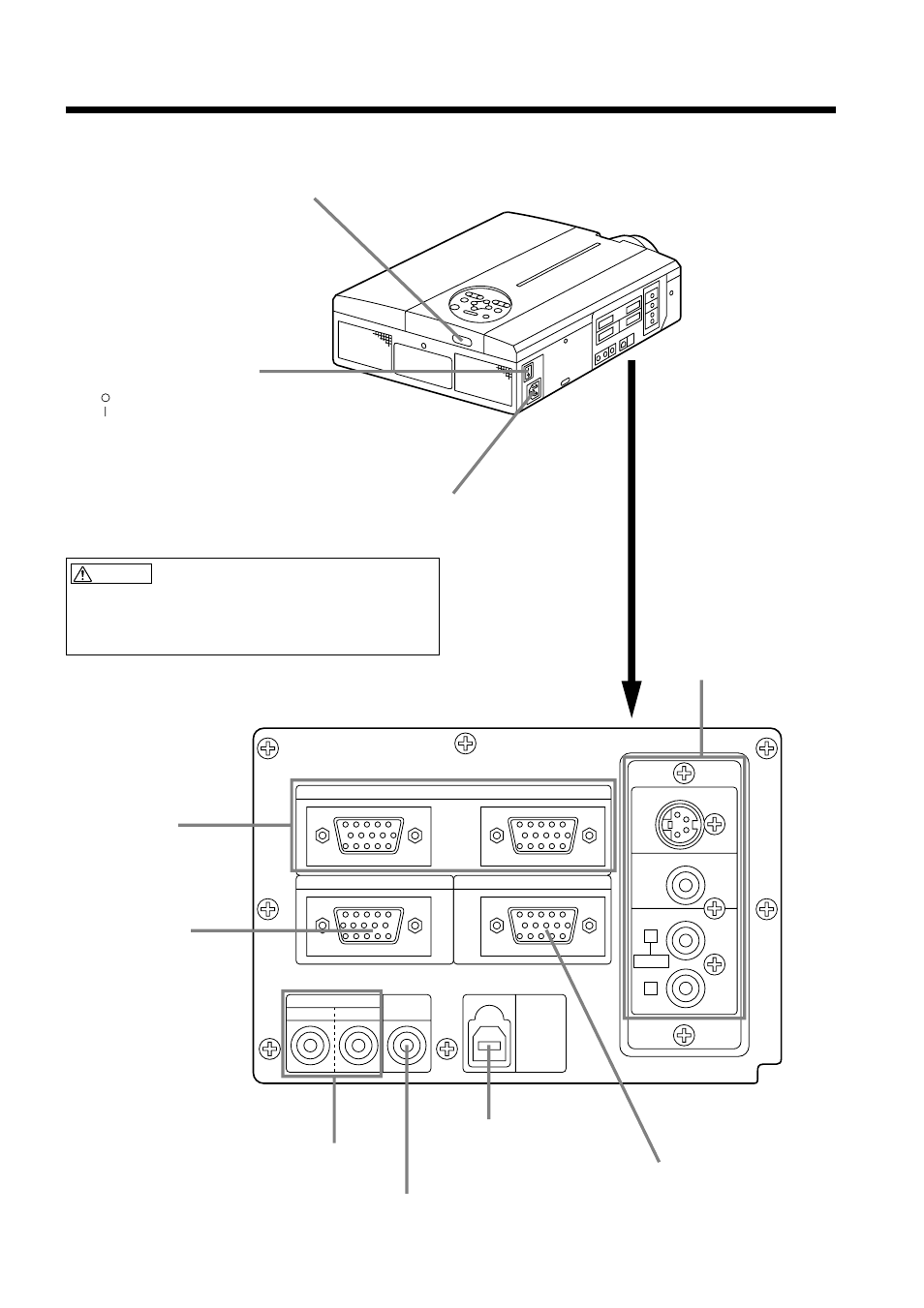 Names and functions of each part (continued), Connecting to the ac in jack, Caution | Hitachi CP-S860E User Manual | Page 9 / 35