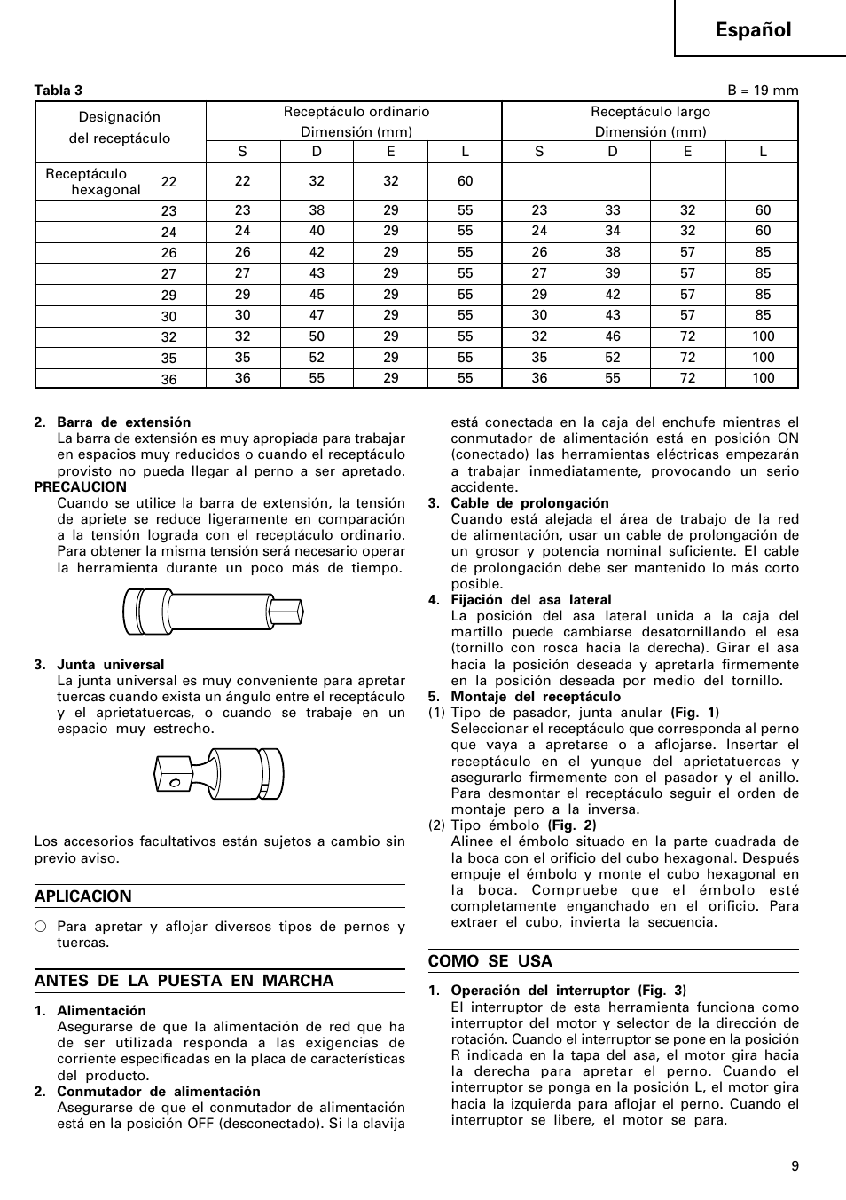 Español | Hitachi WR 22SA User Manual | Page 10 / 21