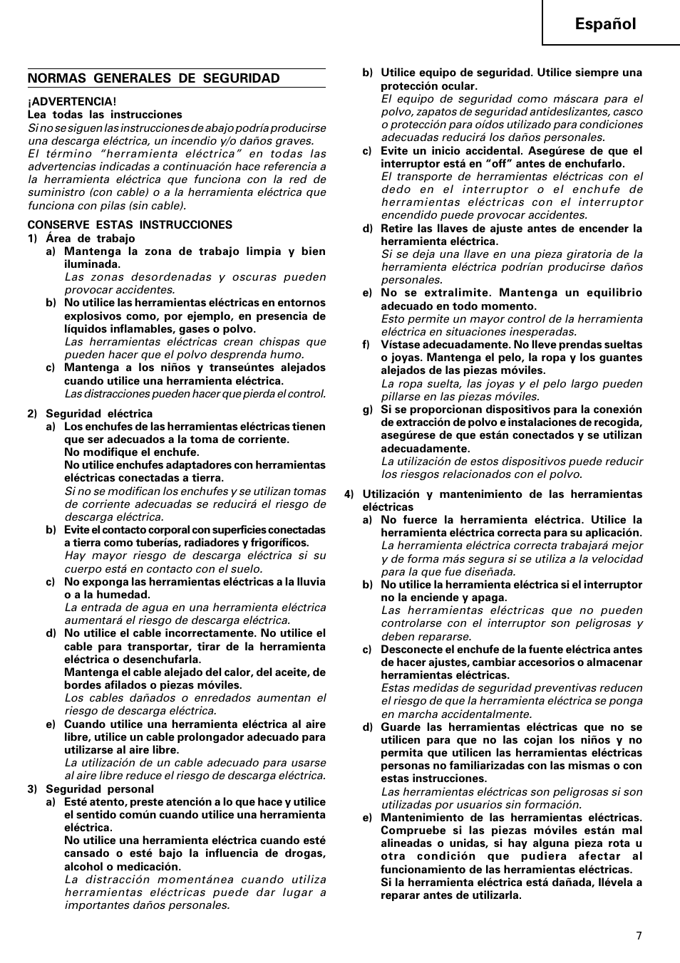 Español | Hitachi WR 22SA User Manual | Page 8 / 21