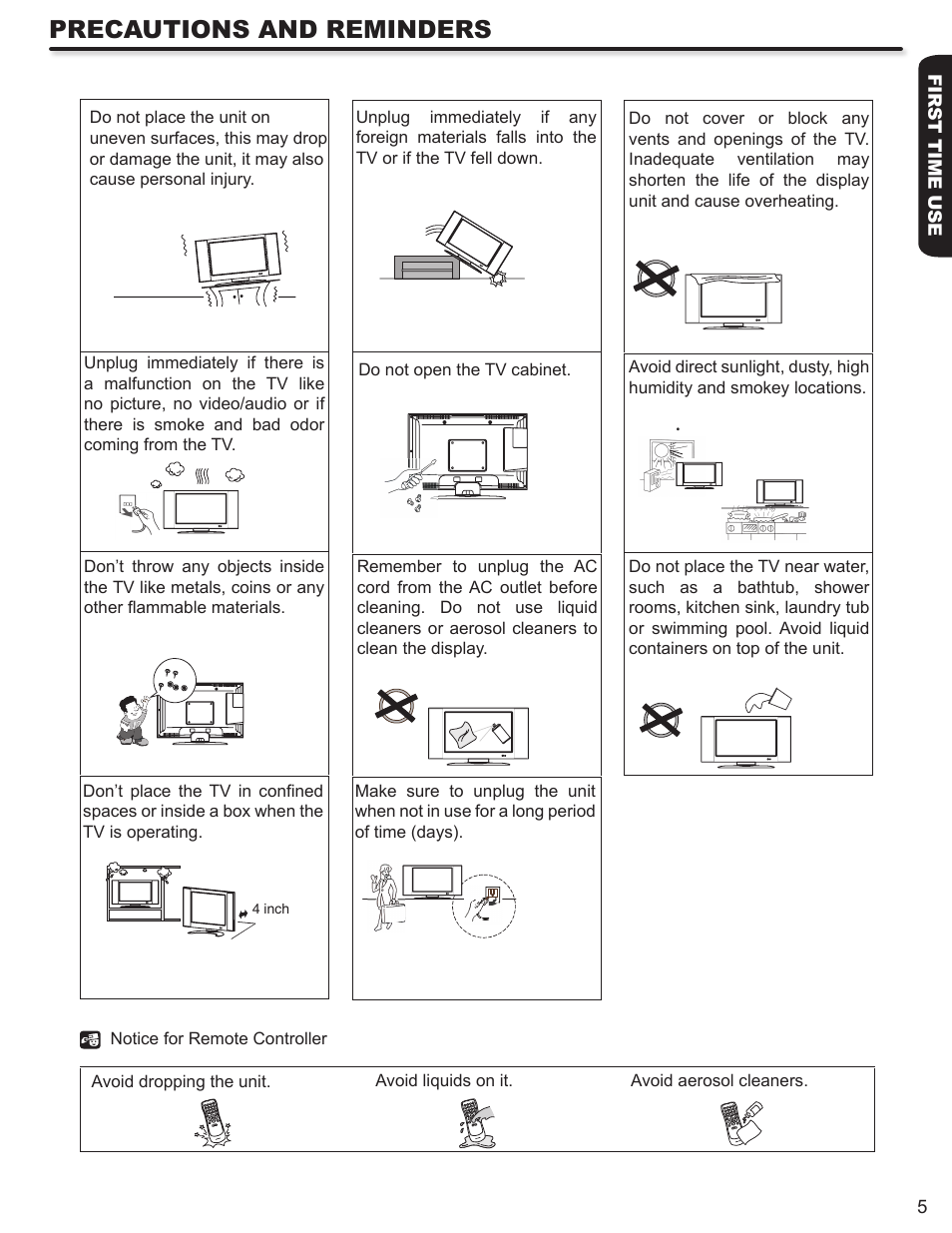 Precautions and reminders | Hitachi L42S503 User Manual | Page 5 / 56