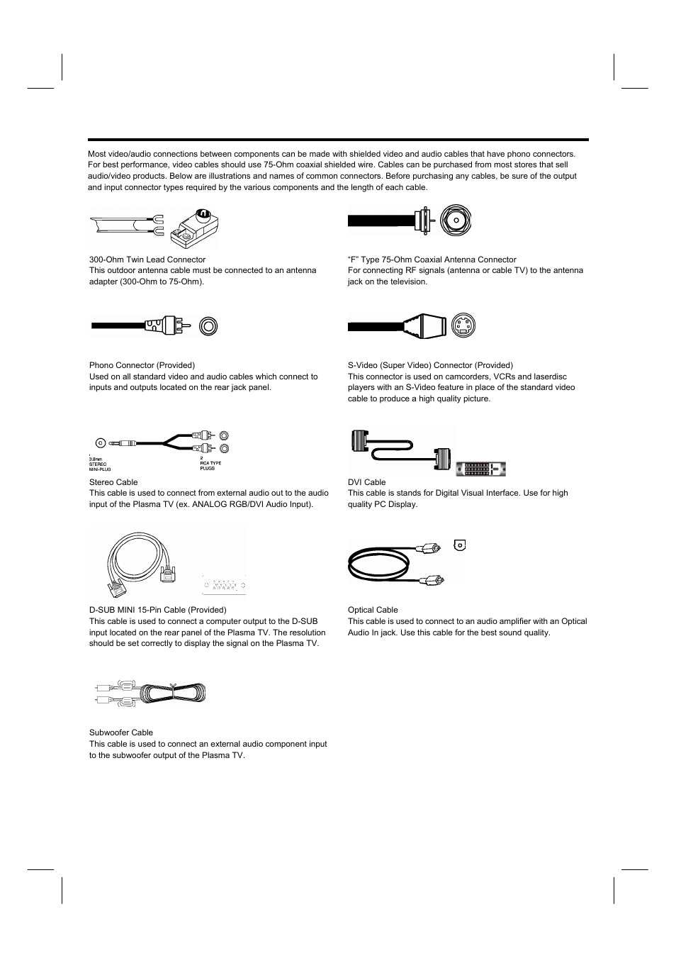 Hookup cables | Hitachi 42HDF52A User Manual | Page 11 / 52