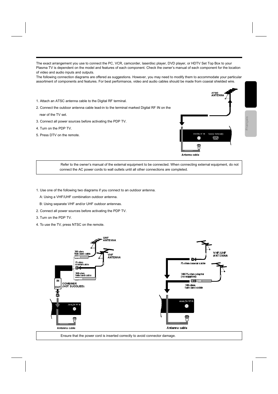 Connecting external sources | Hitachi 42HDF52A User Manual | Page 16 / 52