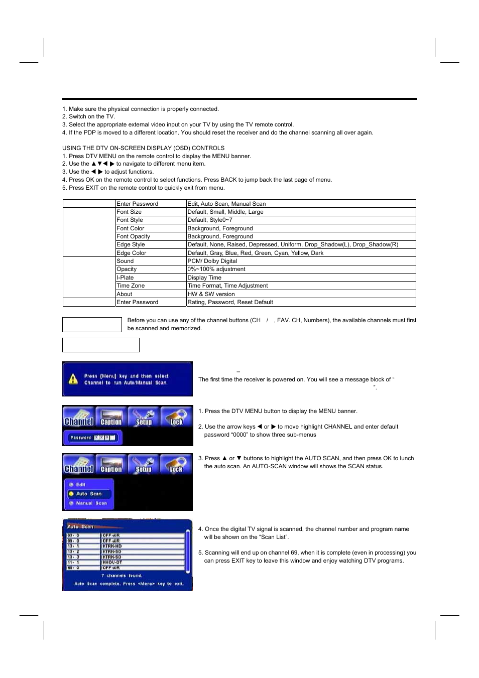 Setting up your dtv, Channel | Hitachi 42HDF52A User Manual | Page 37 / 52