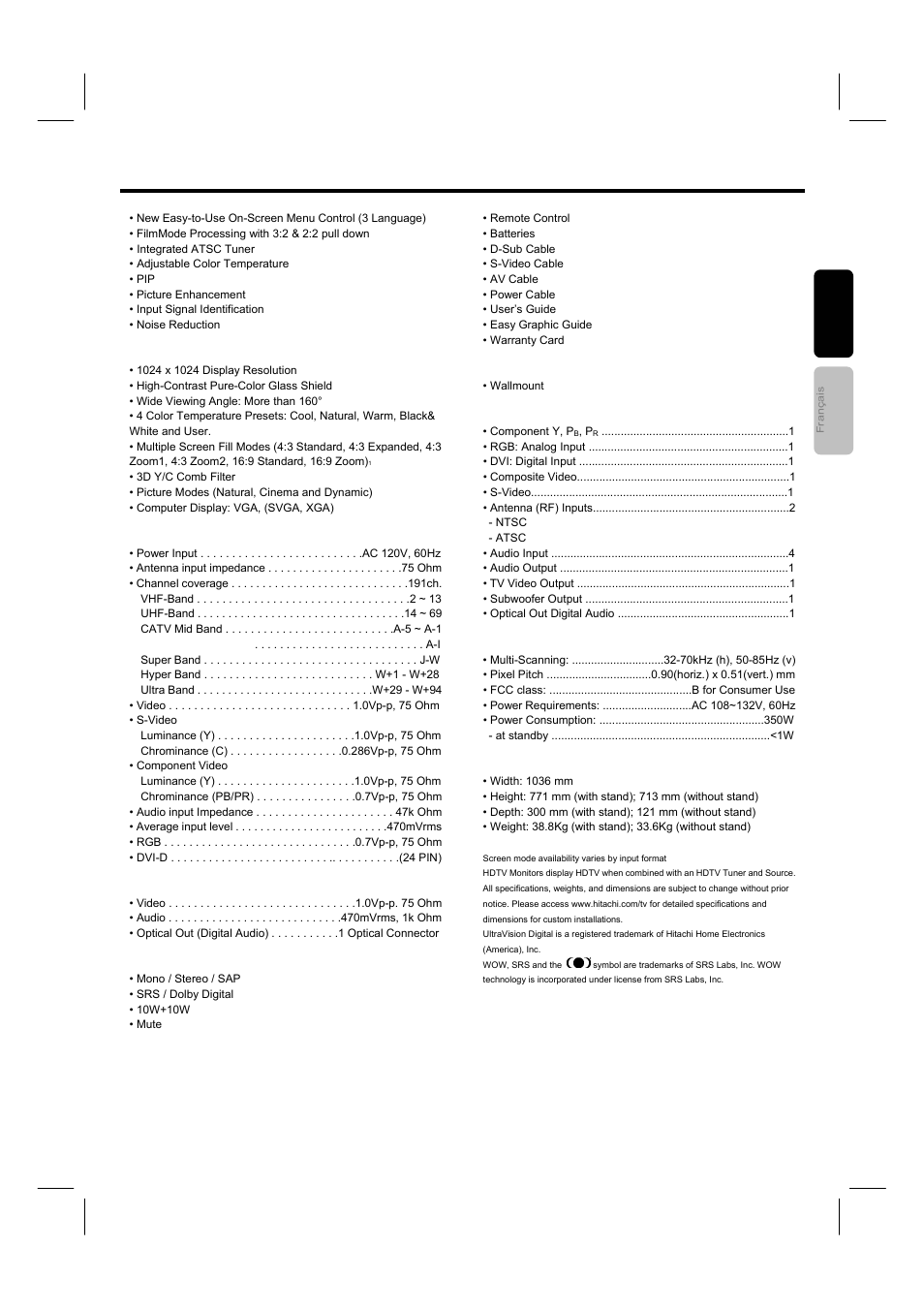 Useful info | Hitachi 42HDF52A User Manual | Page 46 / 52