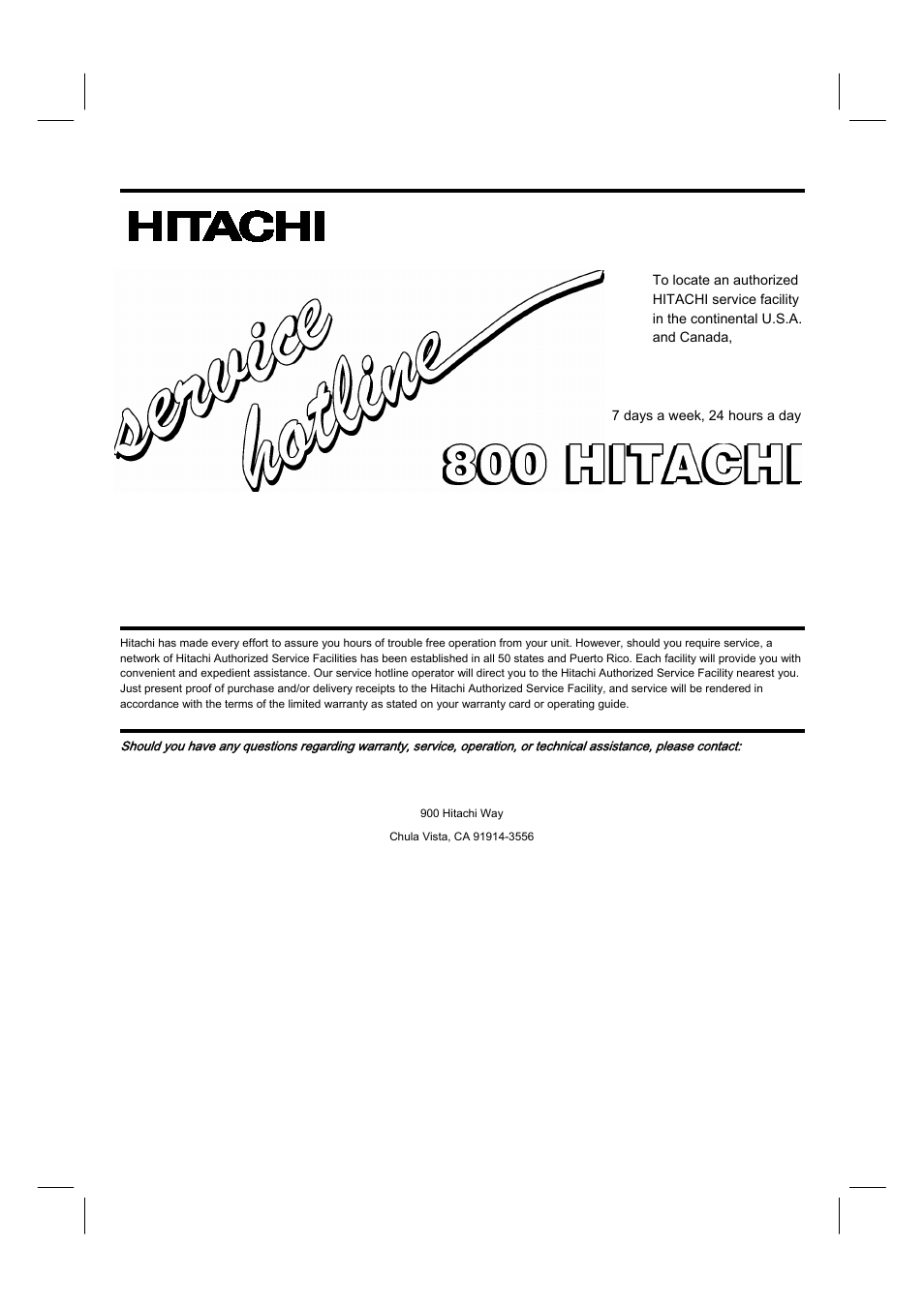 Dial toll free, Useful info, Hitachi america, ltd. home electronics division | Hitachi 42HDF52A User Manual | Page 47 / 52