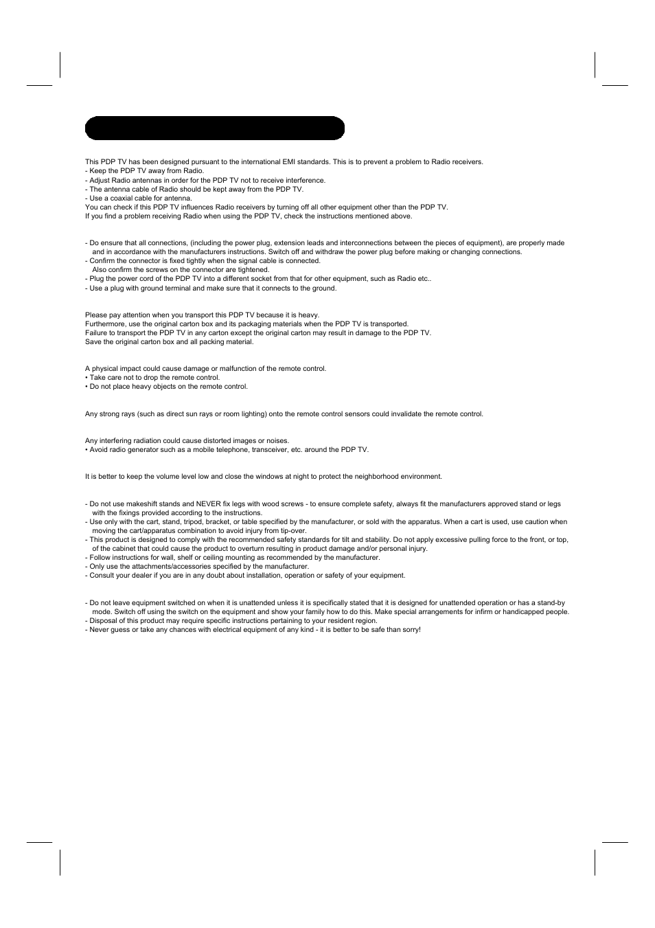 Safety instructions(continued) | Hitachi 42HDF52A User Manual | Page 7 / 52