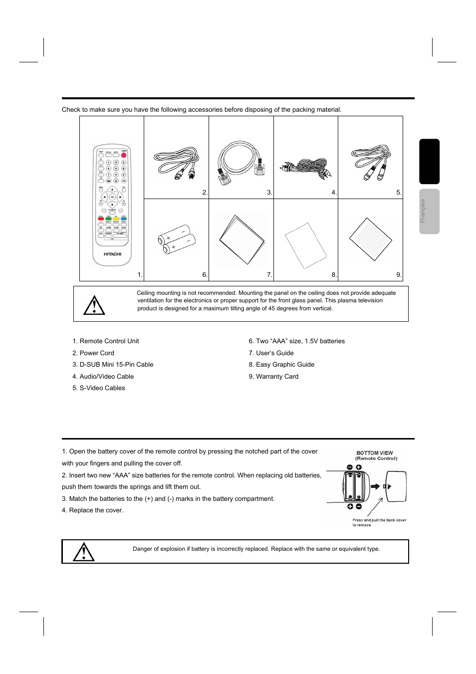 Accessories | Hitachi 42HDF52A User Manual | Page 8 / 52