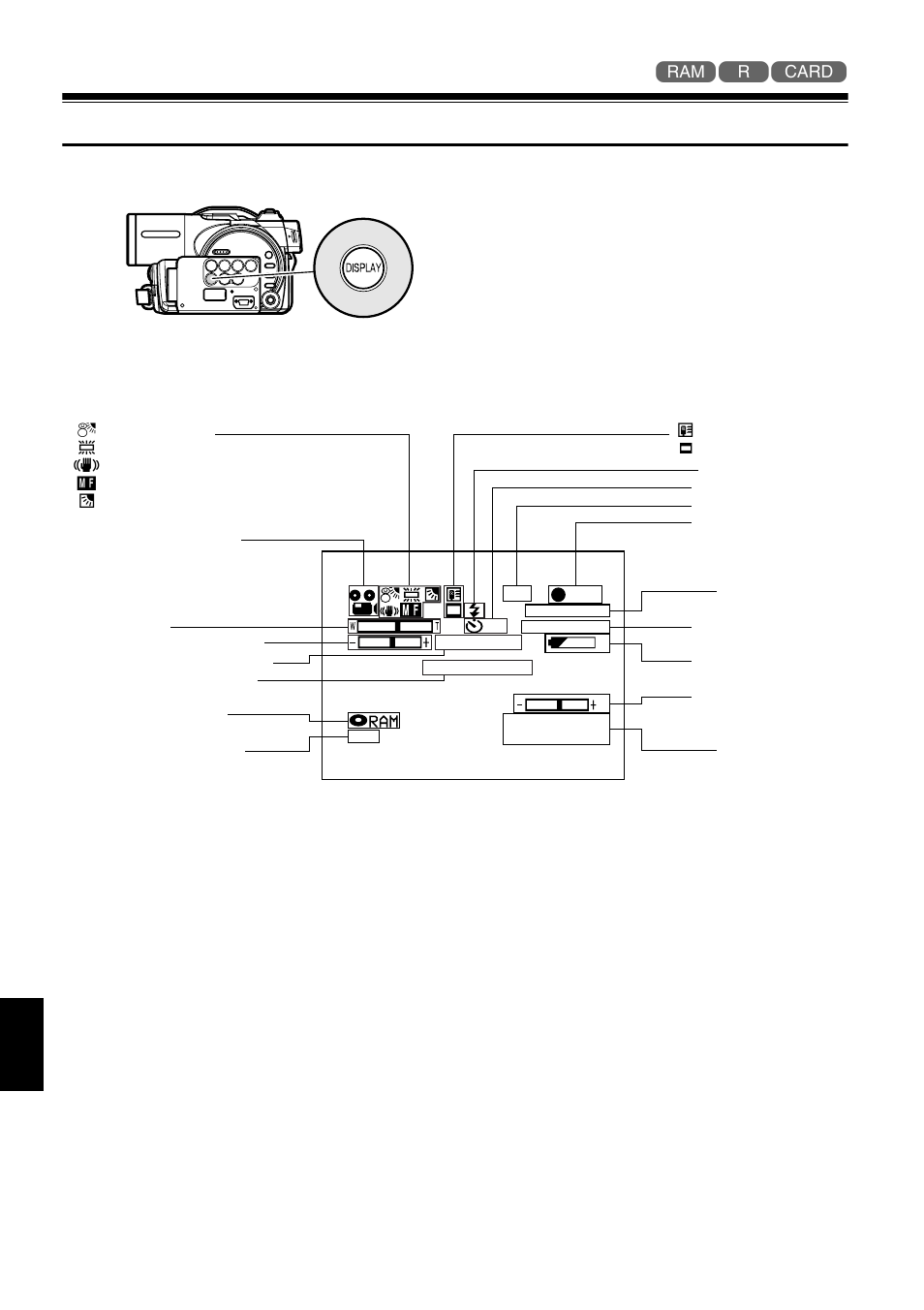On-screen information, Information display during recording | Hitachi DZMV550A User Manual | Page 52 / 187