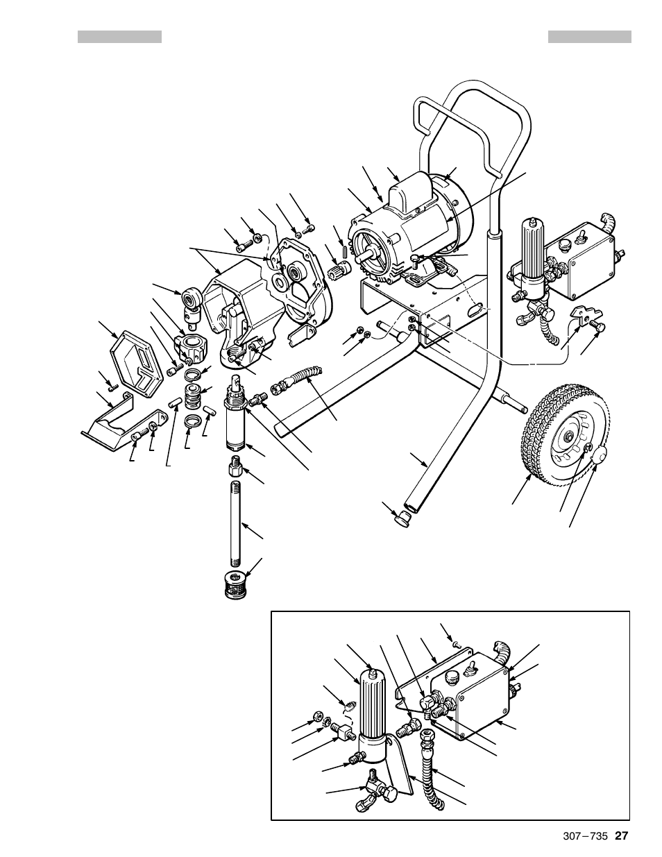 Parts drawing – sprayer with upright cart | Hitachi EM 490 User Manual | Page 27 / 32