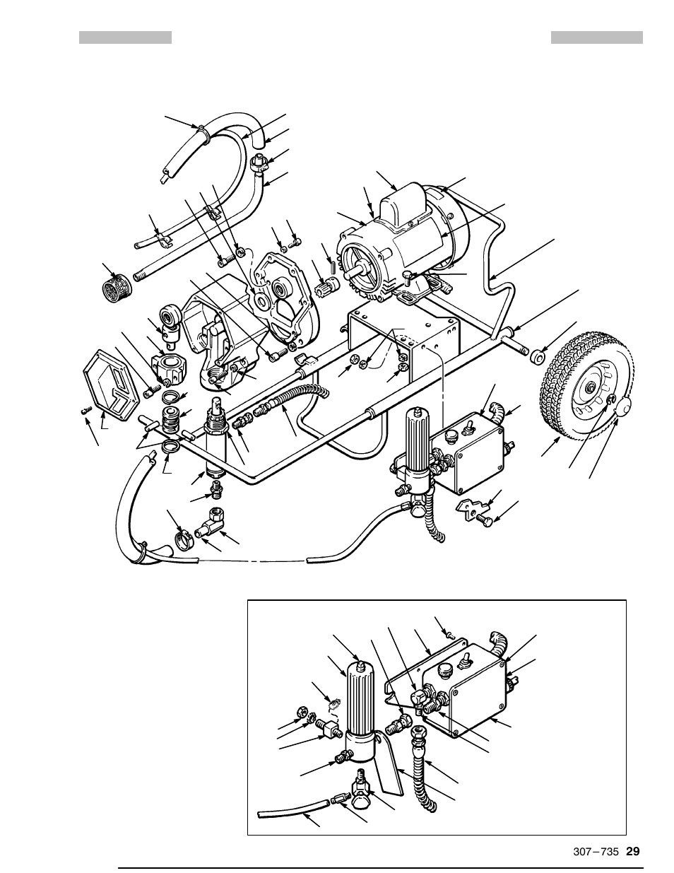 Parts drawing – sprayer with loboy cart | Hitachi EM 490 User Manual | Page 29 / 32