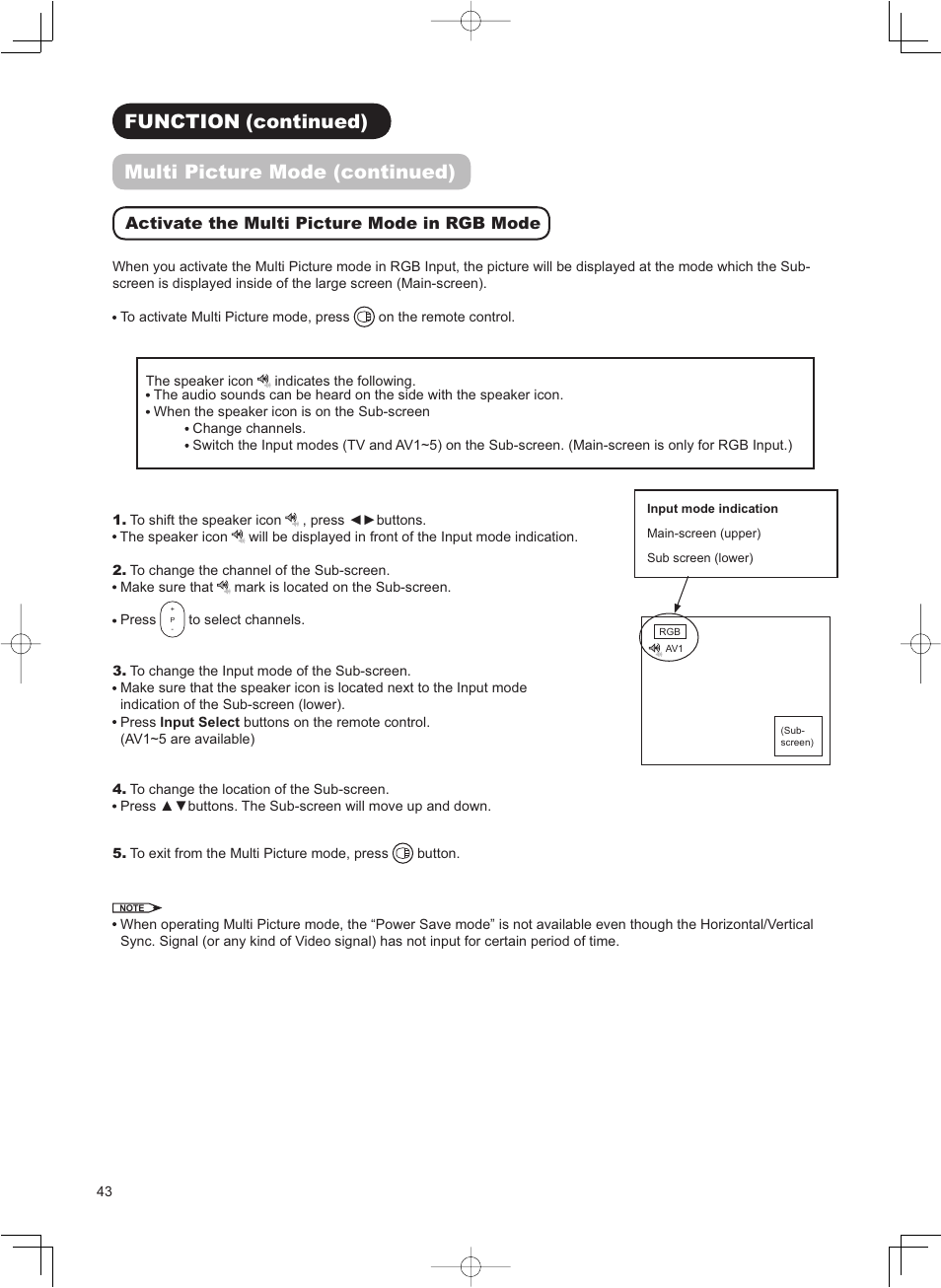 Activate the multi picture mode in rgb mode | Hitachi 32LD8800TA User Manual | Page 46 / 63