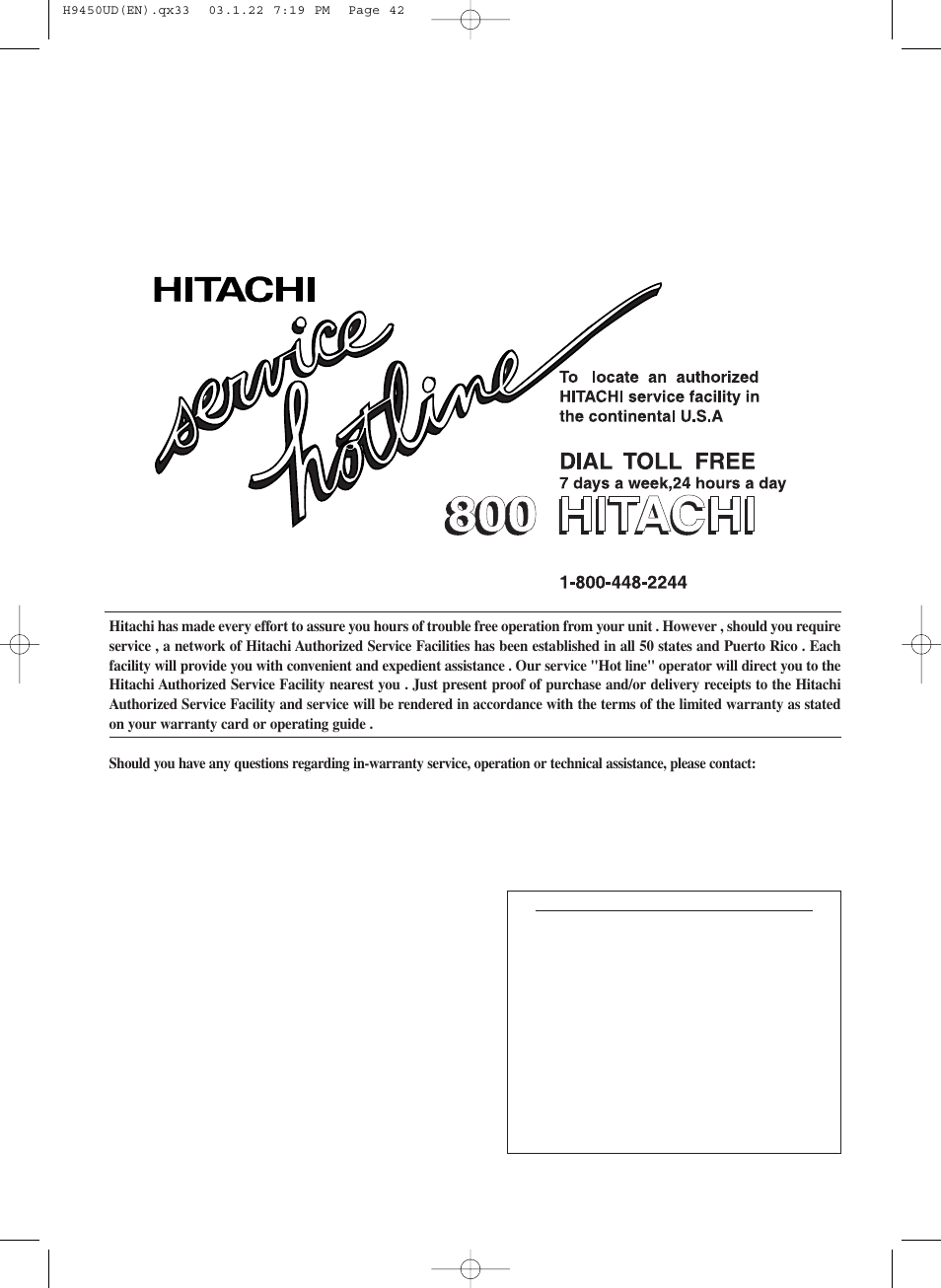 Declaration of conformity | Hitachi DV-PF33U User Manual | Page 42 / 44