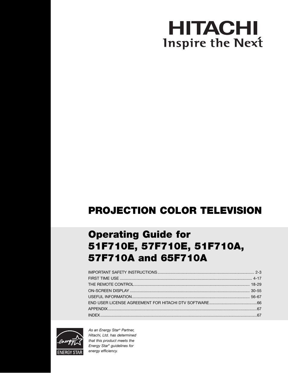 Hitachi 65F710A User Manual | 72 pages